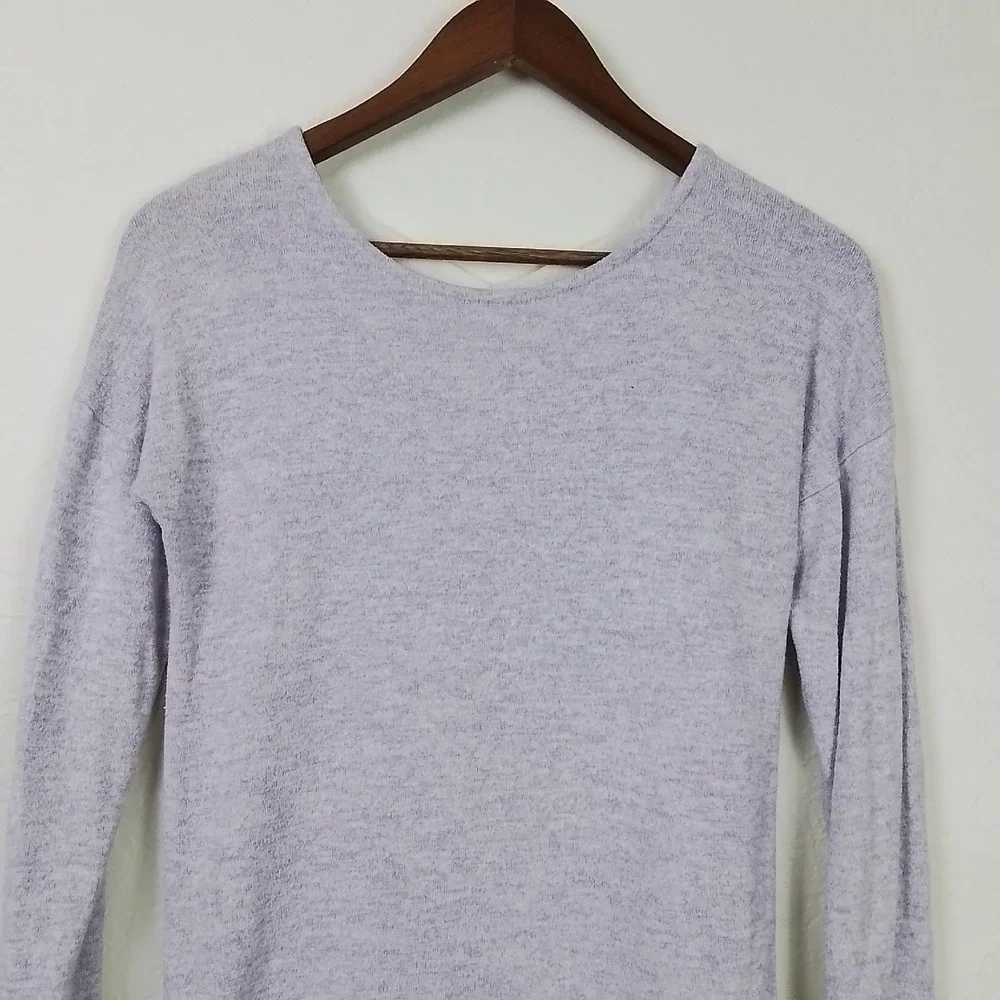 Poof Girl Large Lavender Purple Knit‎ Sweater V-Neck Crisscross Back Long Sleeve